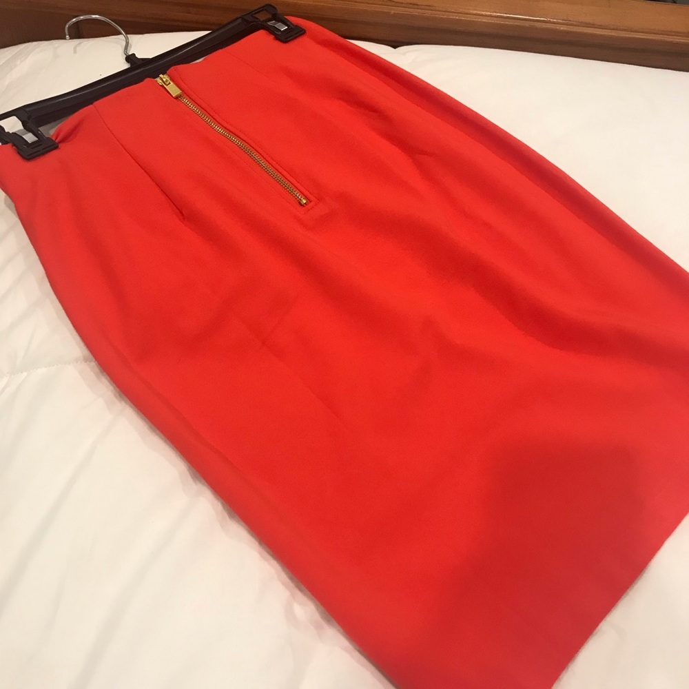 Philosophy red skirt with gold zipper